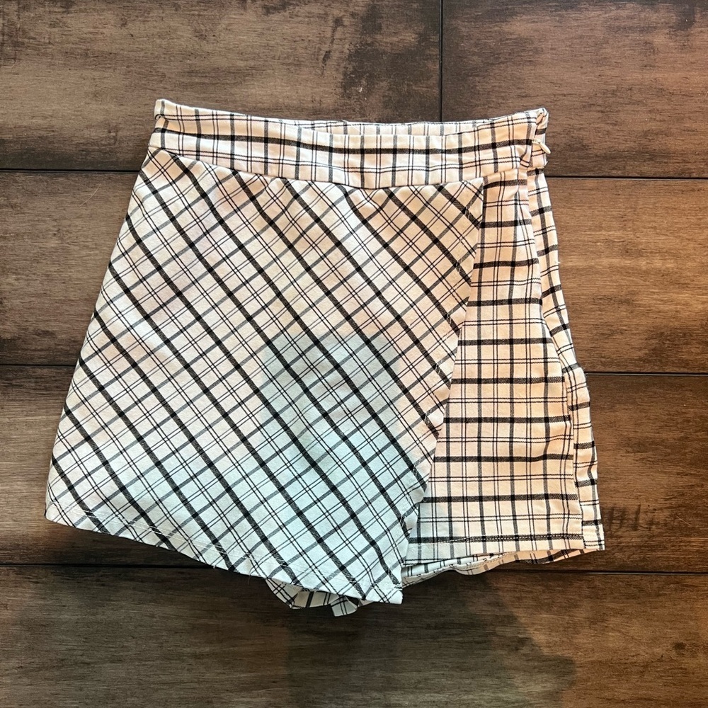 Garage Plaid Mini Skort Preppy Summer Black White Women’s xs